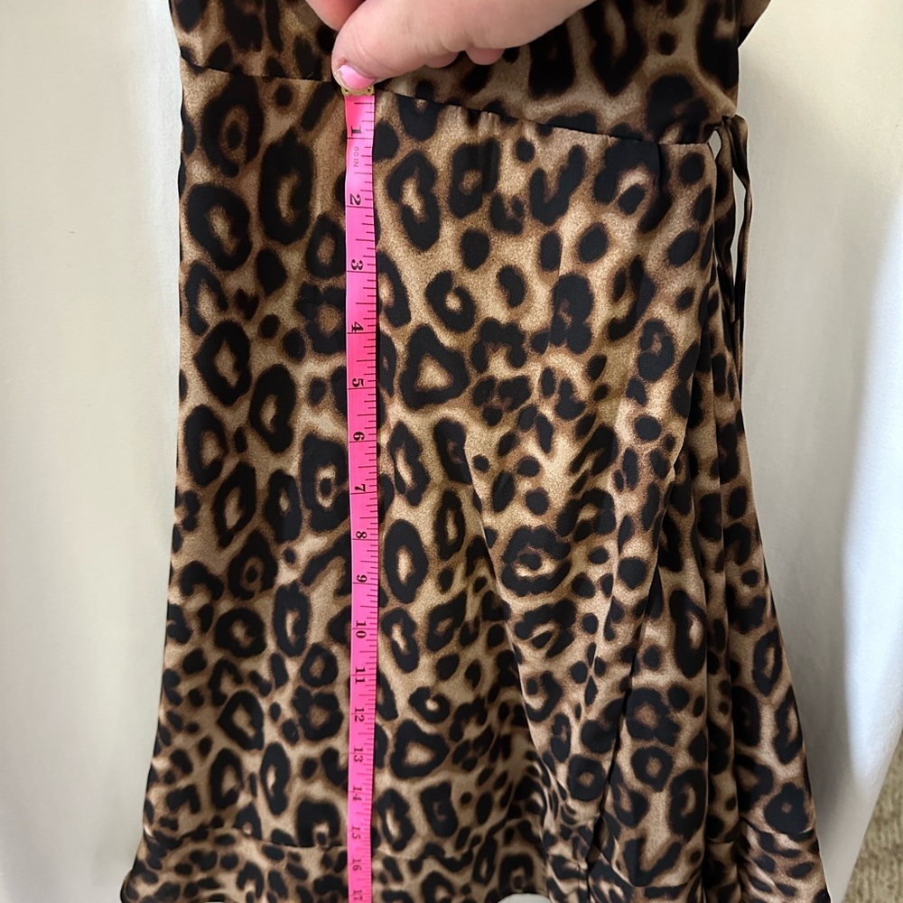 Blue Rain Leopard print Lined Wrap Dress Size Large - Picture 12 of 14